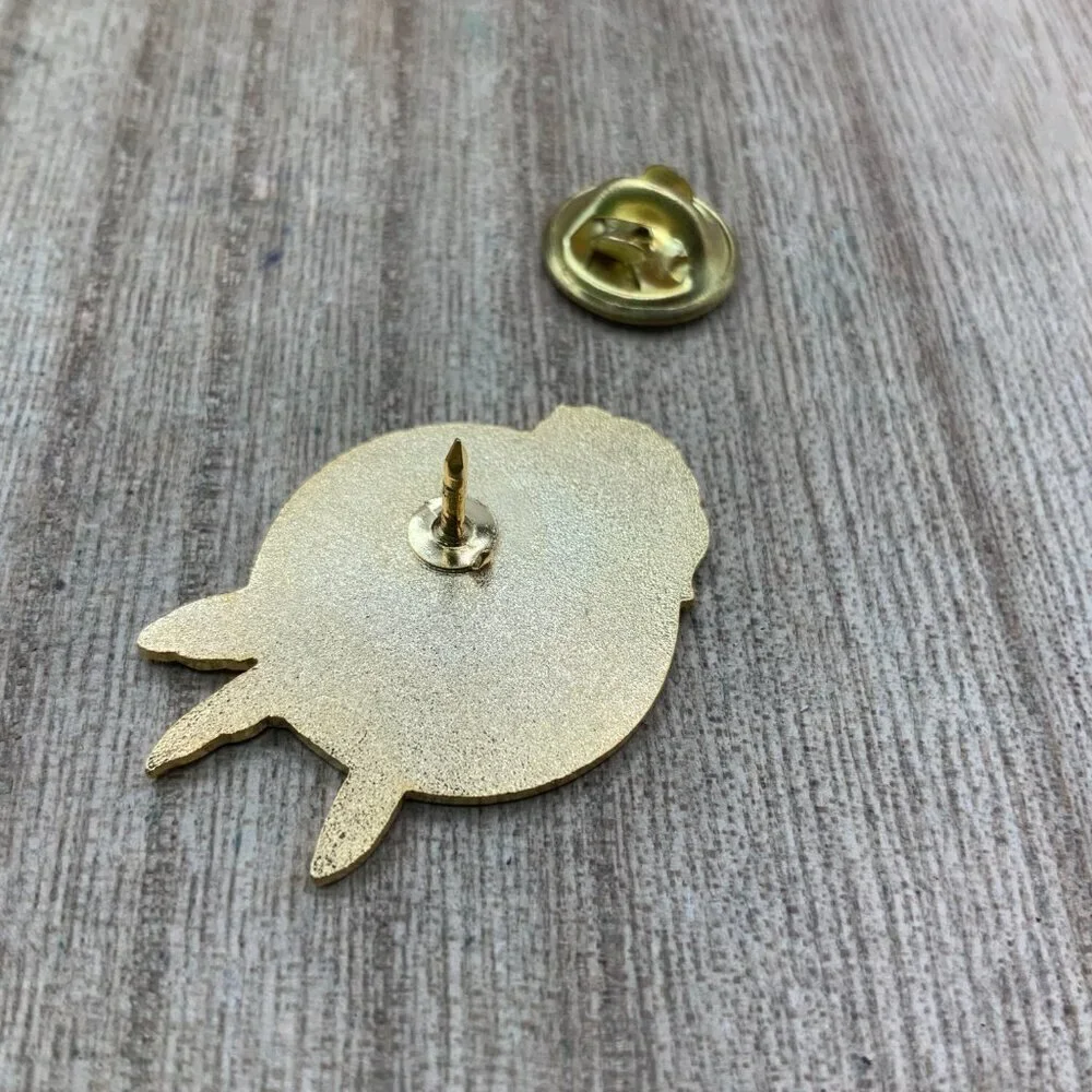 Cloisonne Vintage Enamel Blue Flower Hummingbird Gold Tone Pin - Picture 3 of 5